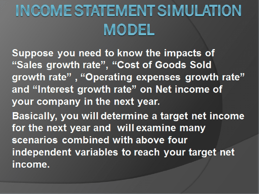 Income statement simulation model image 1