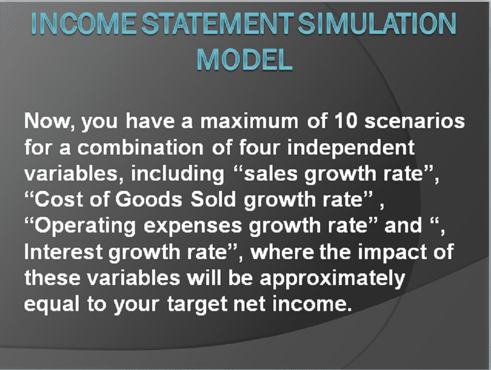 Income statement simulation model image 3