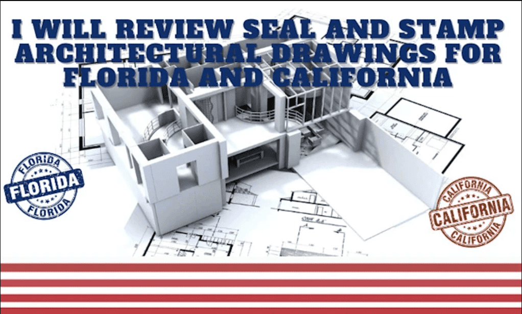 I will review seal and stamp architectural drawings for florida and california