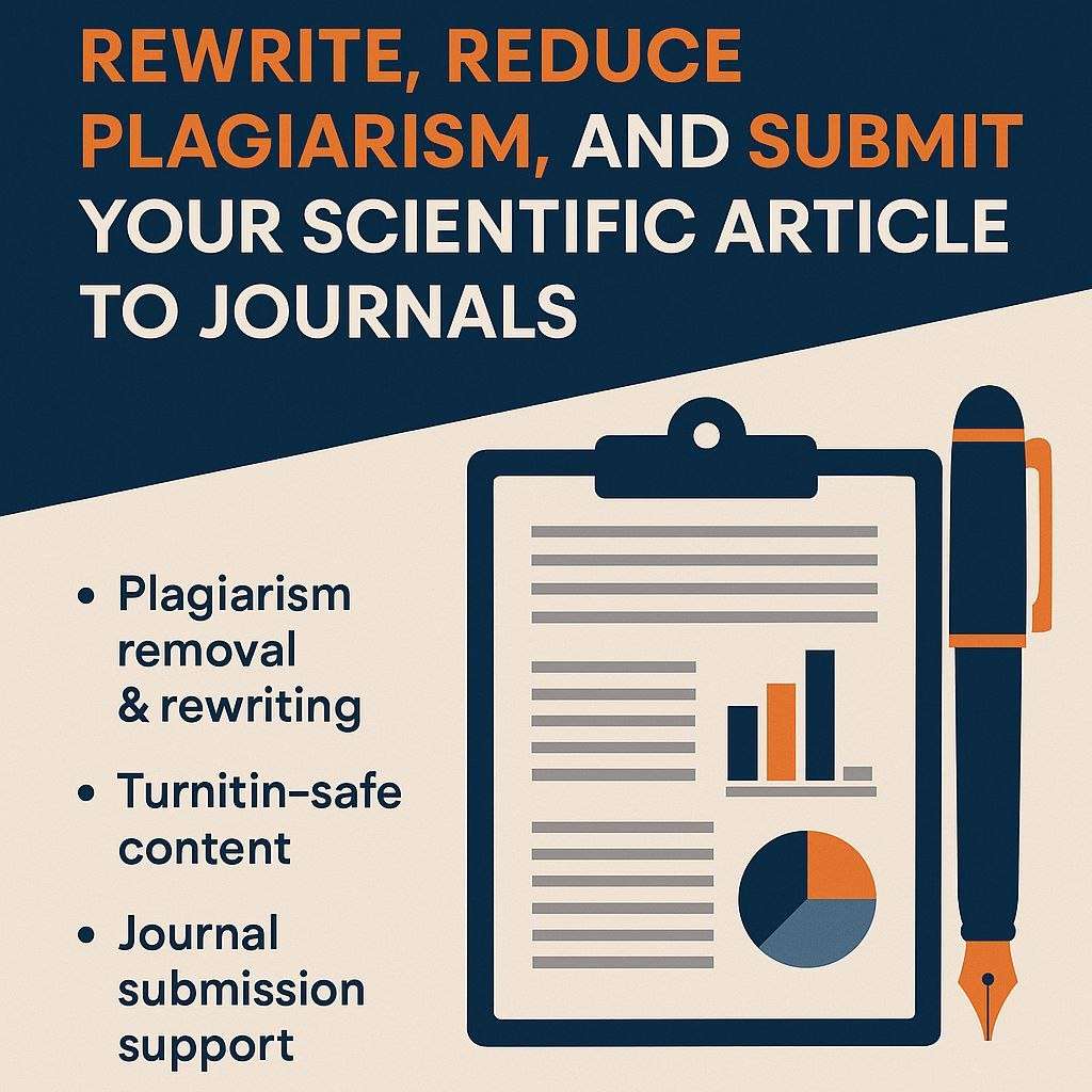 I will professionally rewrite, reduce plagiarism, and submit your scientific article to journals