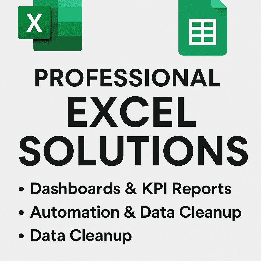 Professional Excel Solutions: Dashboards, KPI Reports, Automation & Data Cleanup