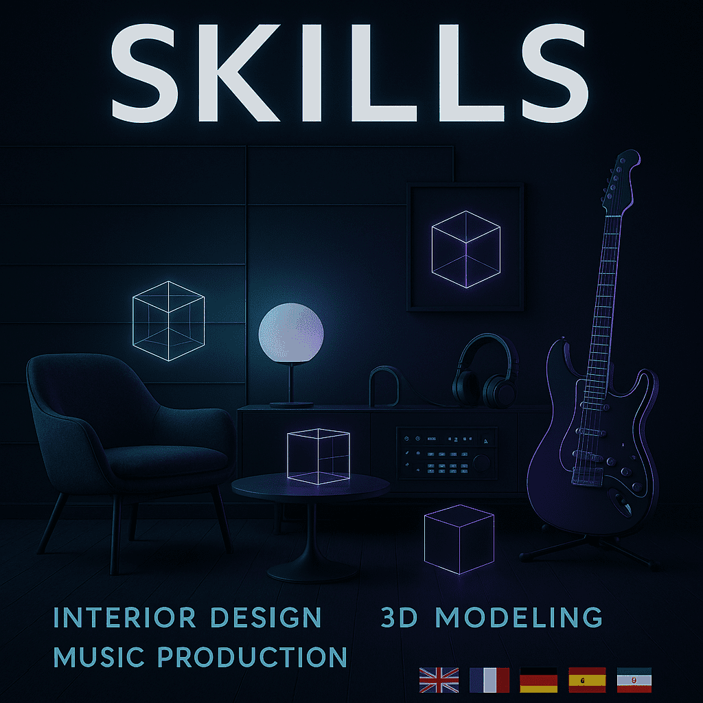 Interior Design, Business Card Design, Remixing Music, SEO Content Writing, and Multilingual Services