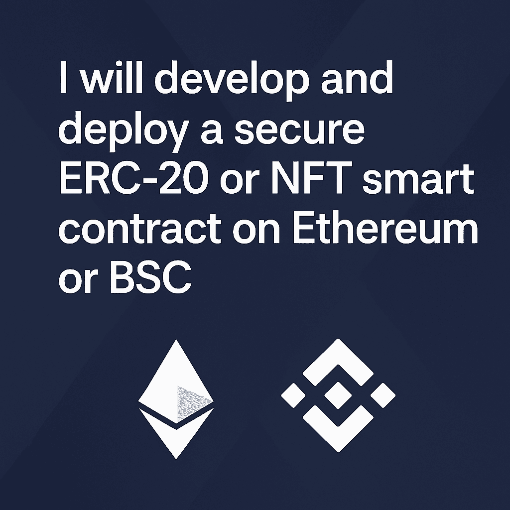 I will develop and deploy a secure ERC-20 or NFT smart contract on Ethereum or BSC