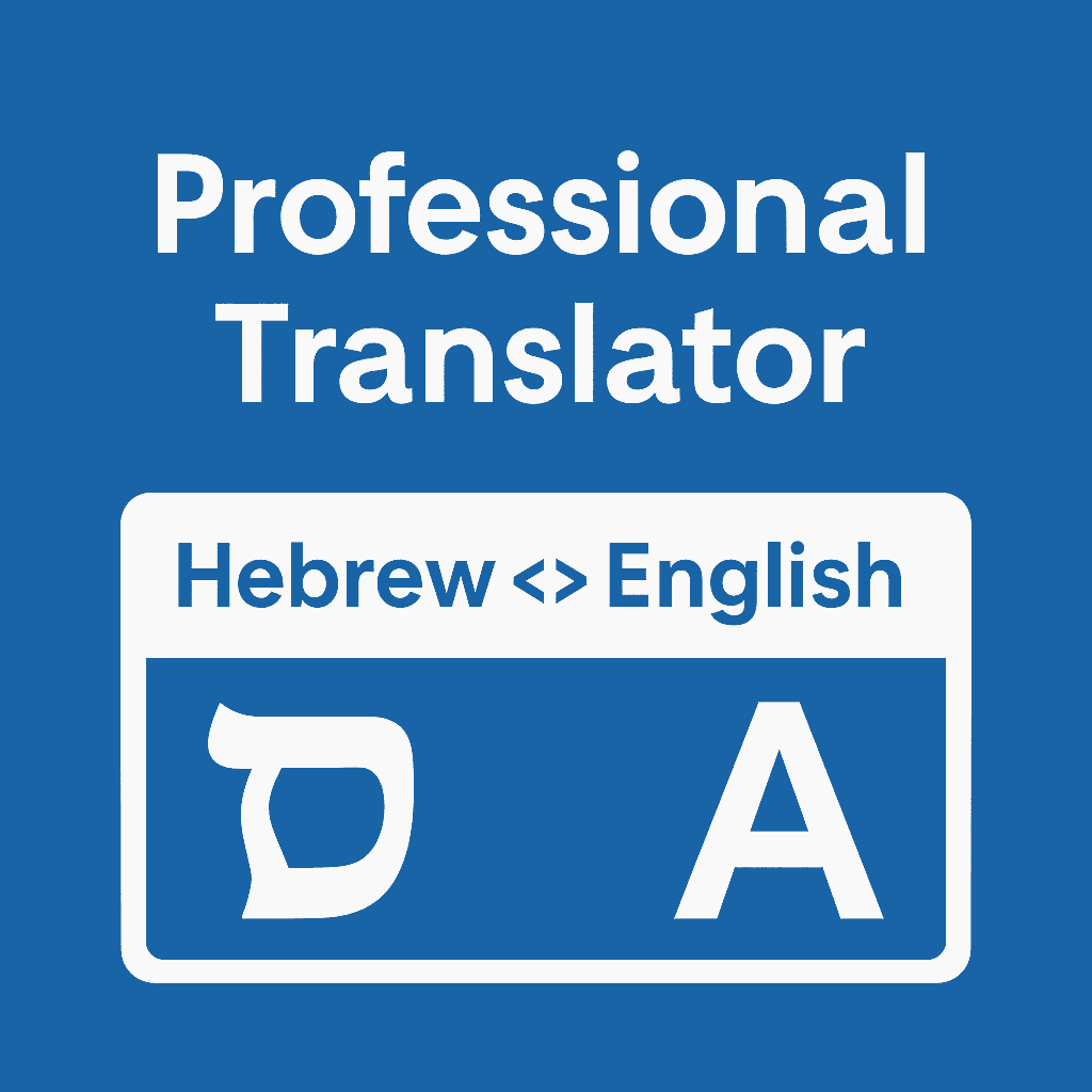 I will professionally translate Hebrew to English or English to Hebrew