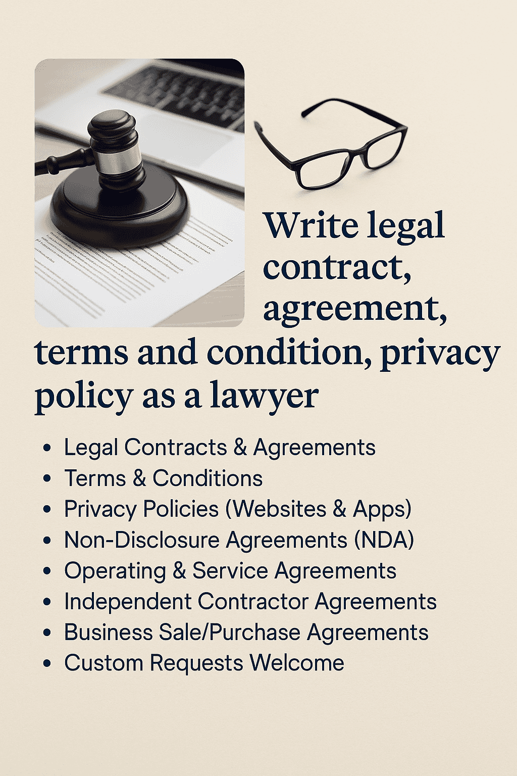 I will draft and review business contracts with legal precision