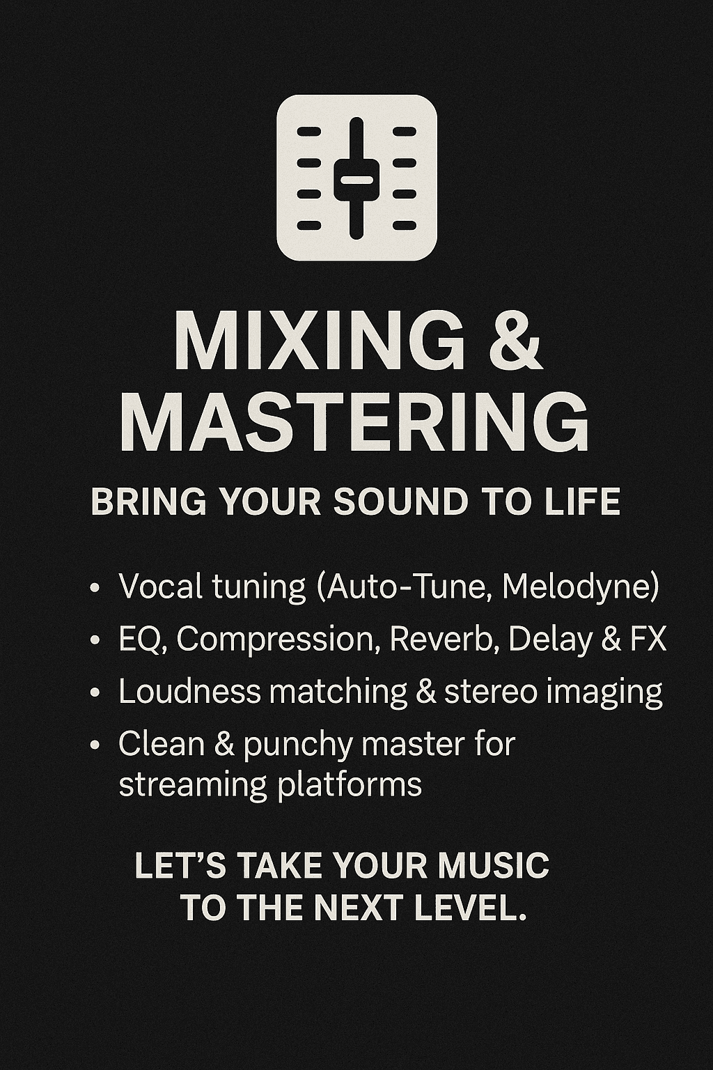 🎚️ Professional Mixing & Mastering – Bring Your Sound to Life