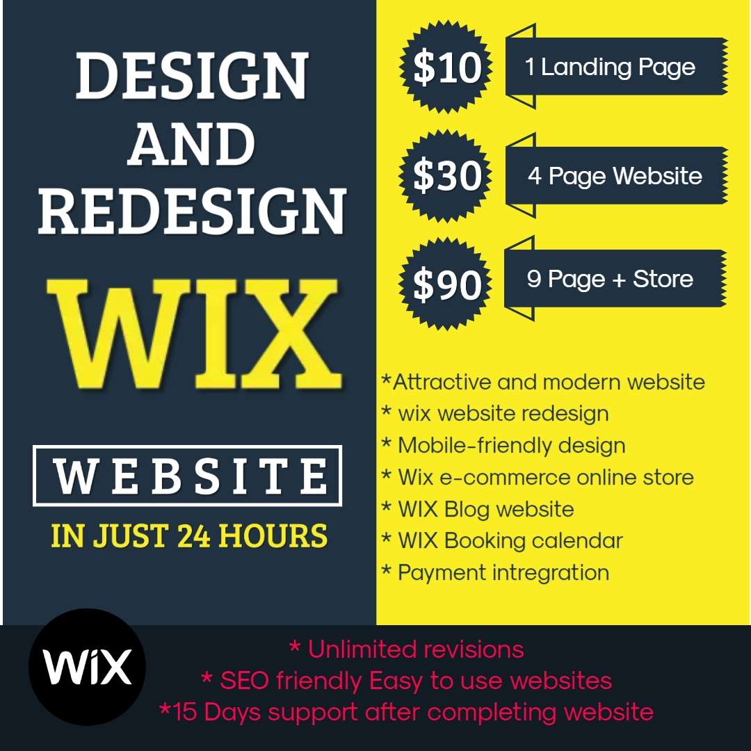 I will build your wix website or design and redesign a wix website online store with unlimited revision image 1