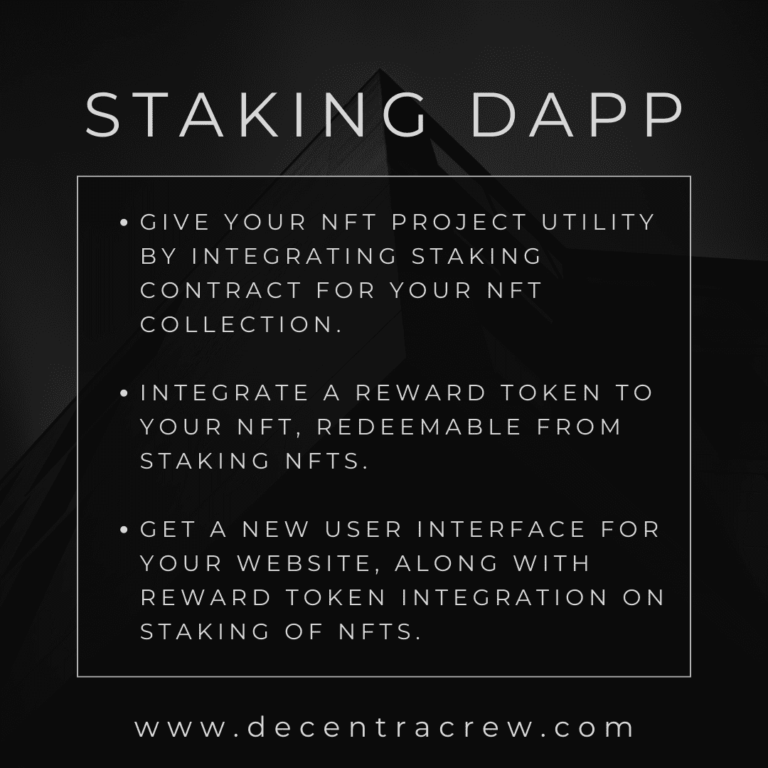I will develop staking DApp for your NFT projects