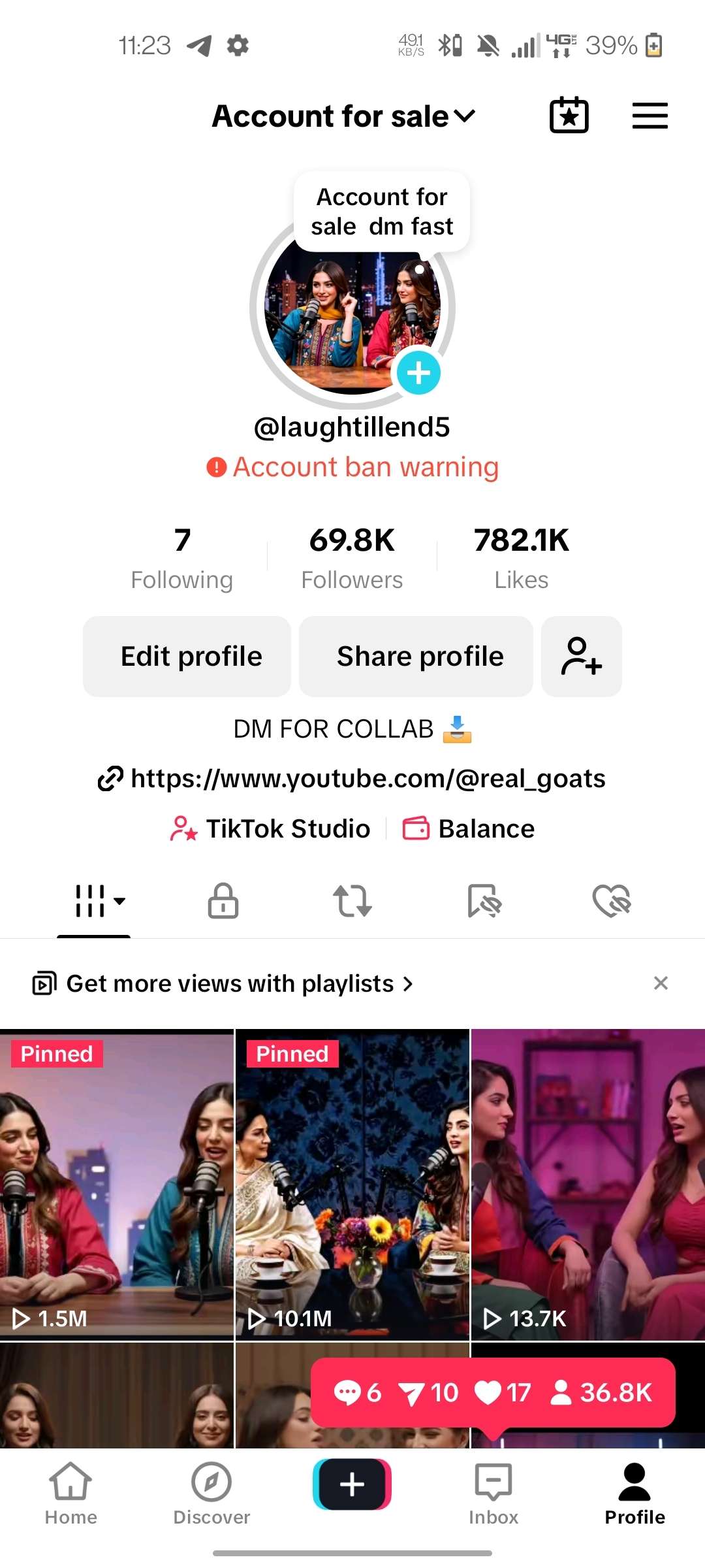 Tiktok account selling