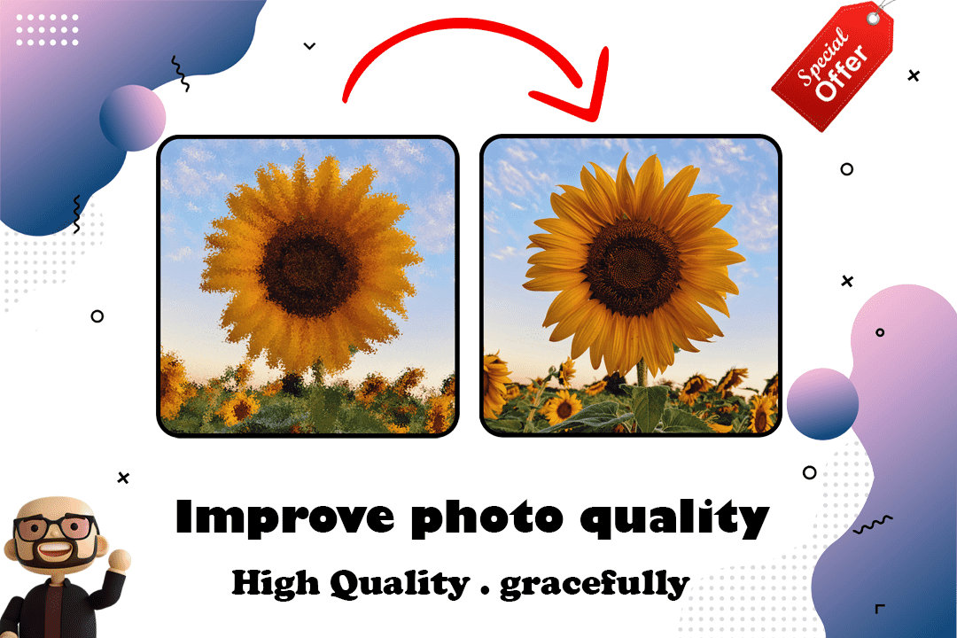 Convert low resolution image to high resolution (5 images) . ★