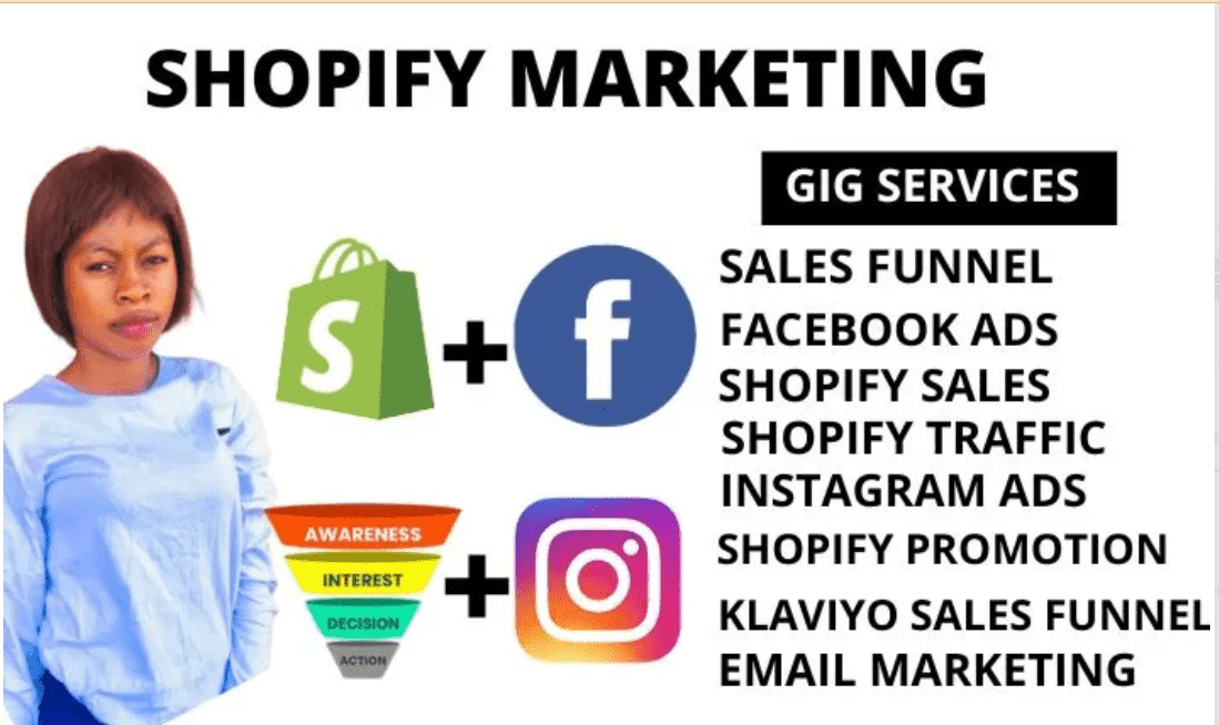 I will do shopify sales marketing instagram promotion facebook ads ecommerce marketing, Klaviyo marketing, sales funenl