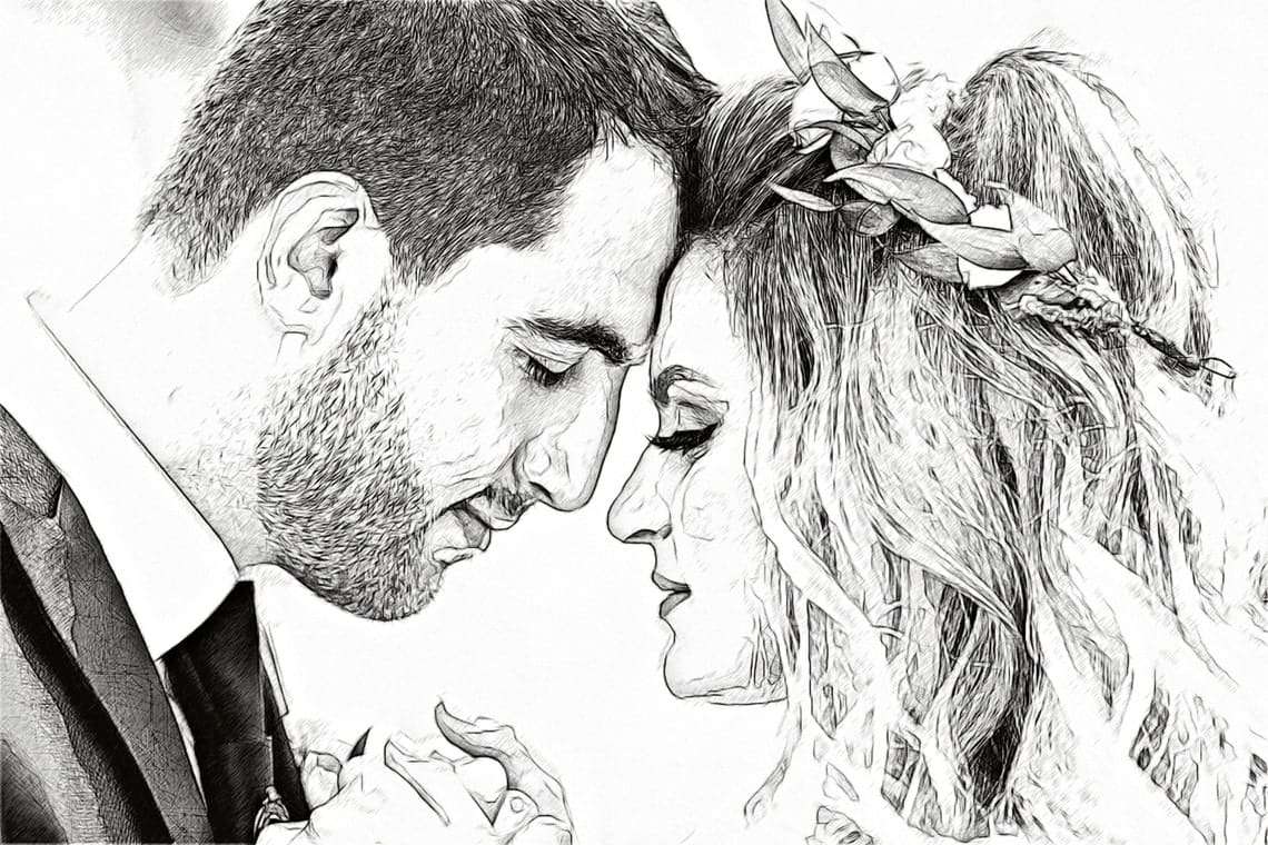 Pencil drawing of Romantic couple step by step