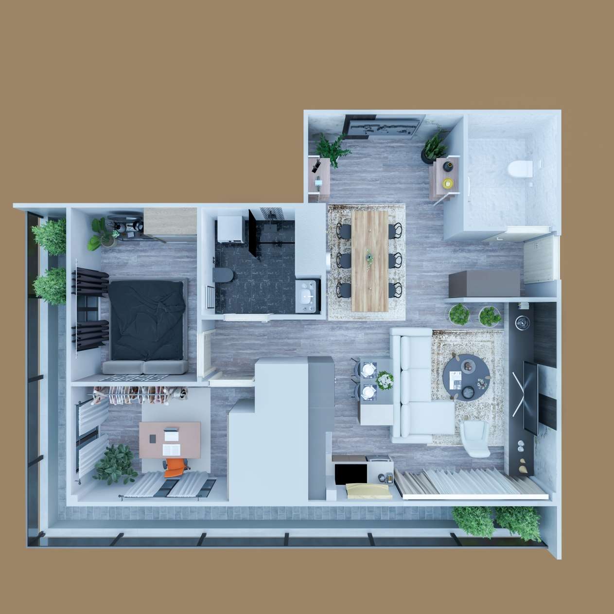 Render Realstic 3d Floor Plan