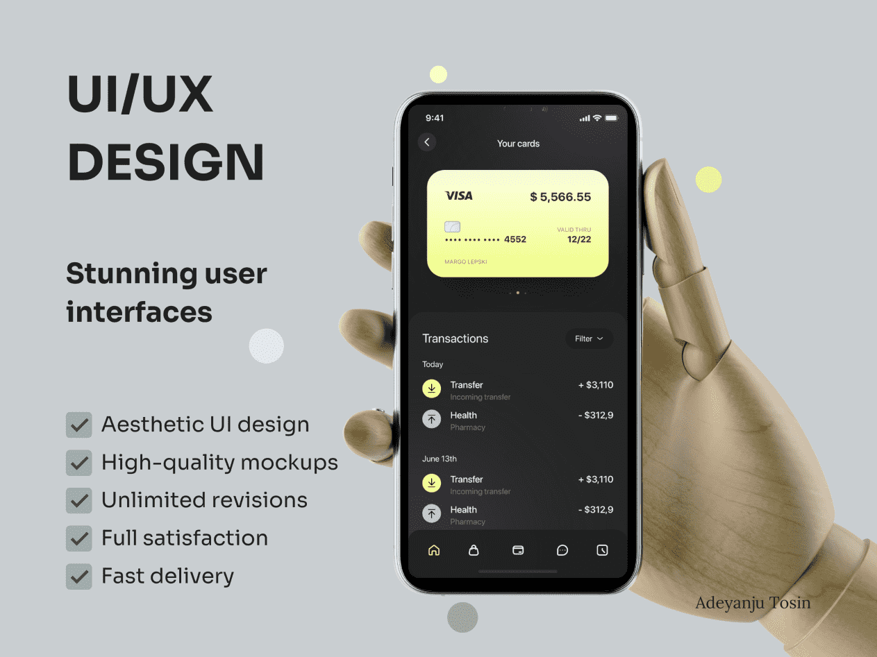 I will provide a wireframe and high fidelity UI design with a prototype of your mobile app