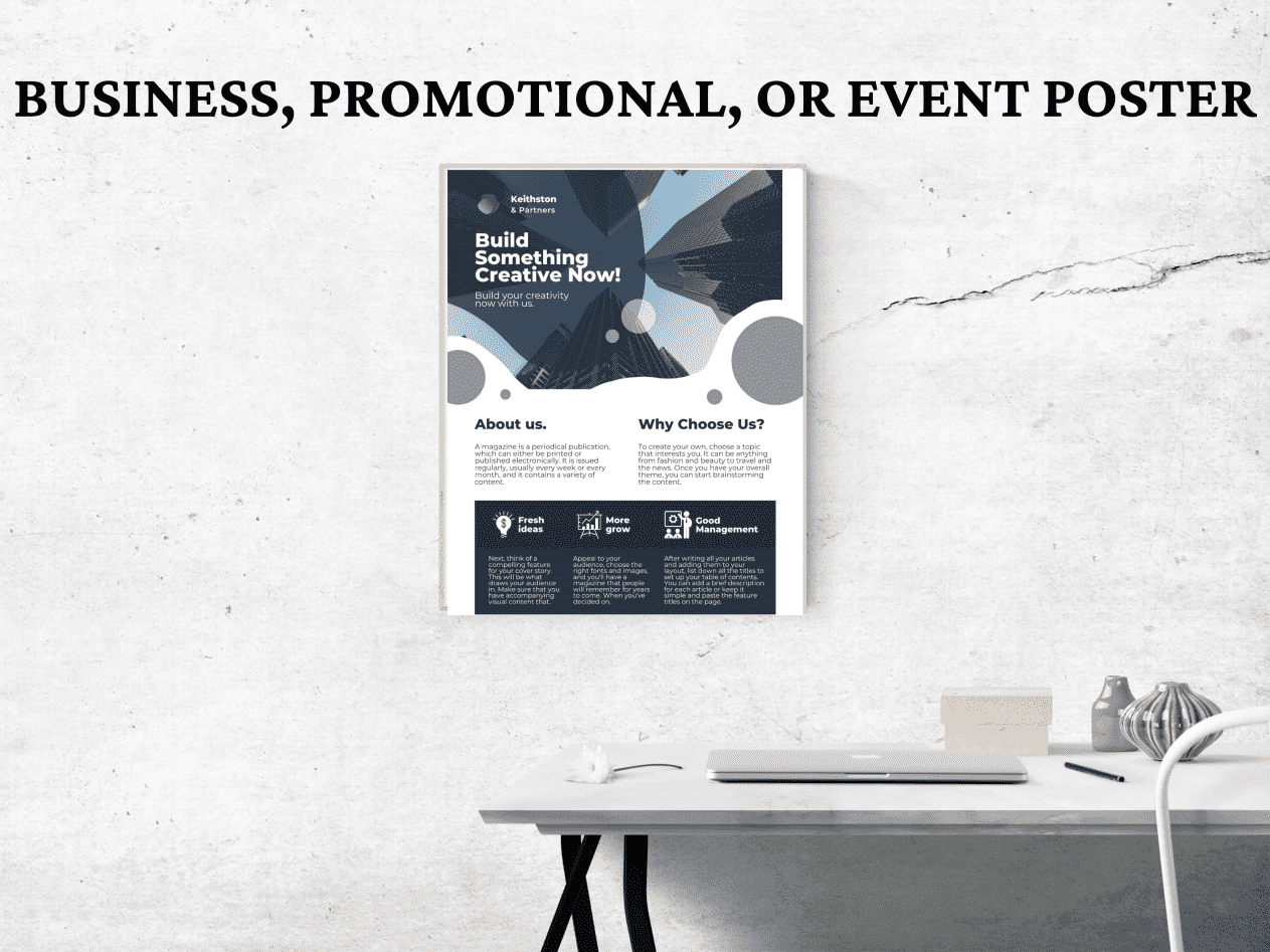 I will provide minimalistic business, promotional or event poster designs in Canva Pro