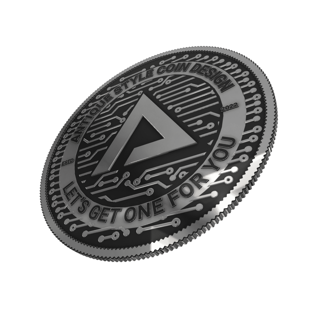 I will do a cryptocurrency, token, challenge coin, and coin design