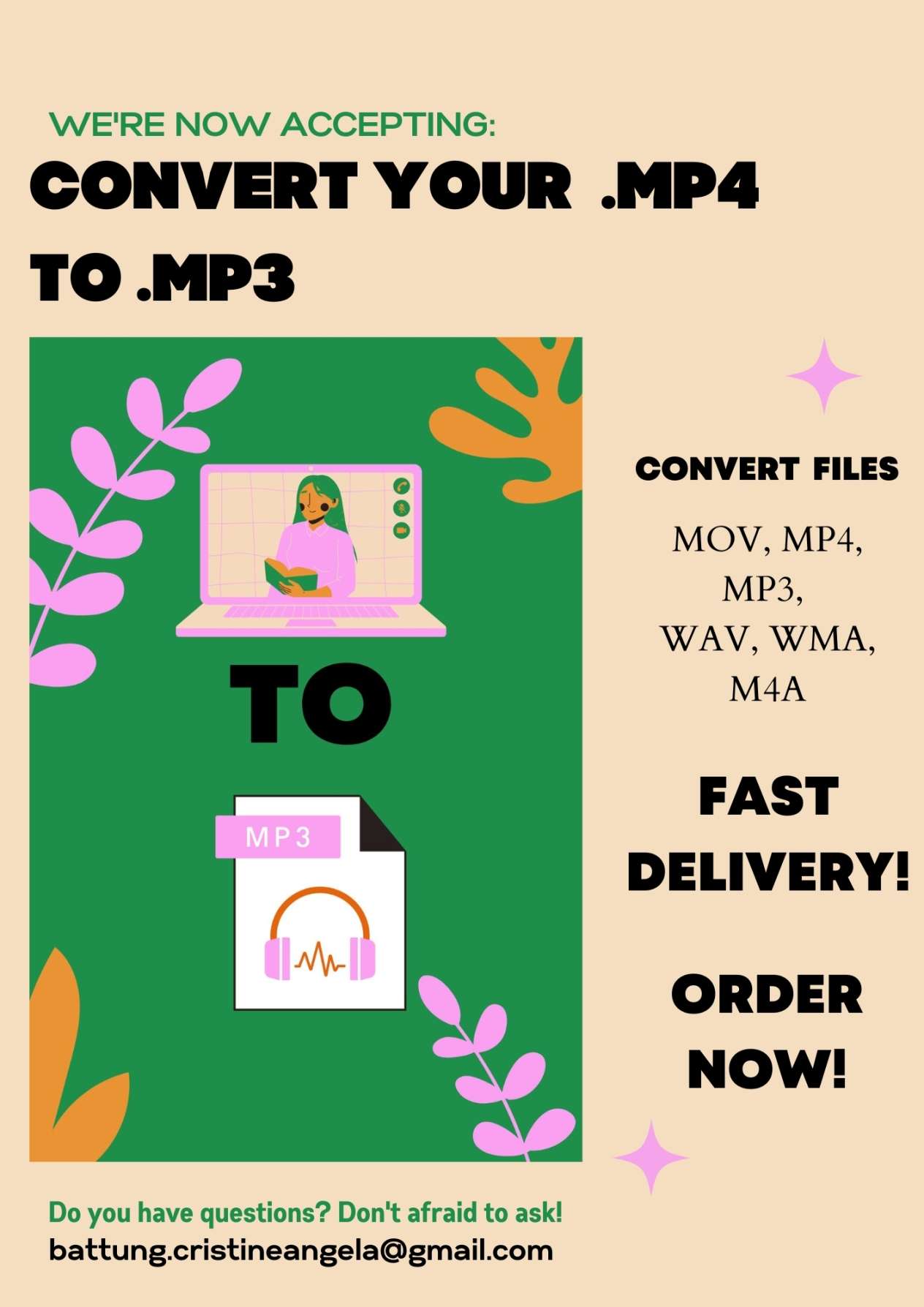 I will convert your mp4 to mp3