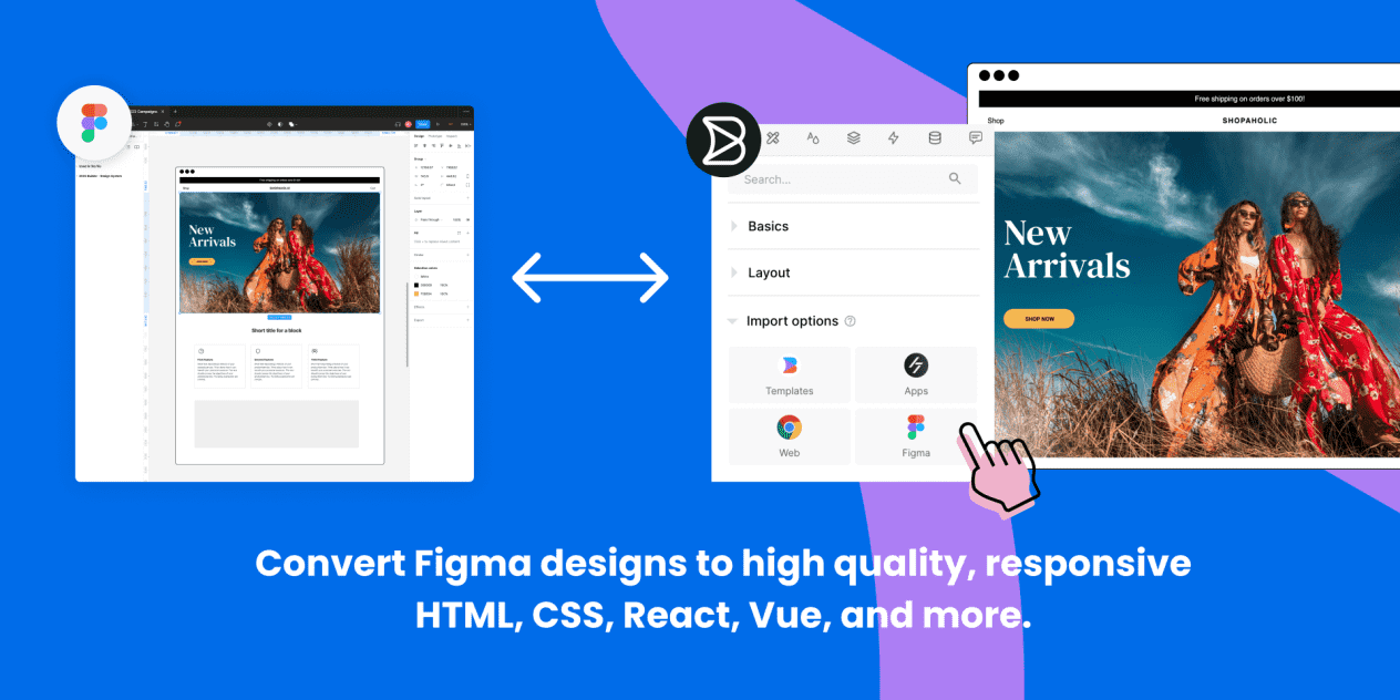 Convert Figma/Adobe design to responsive HTML/JS templates