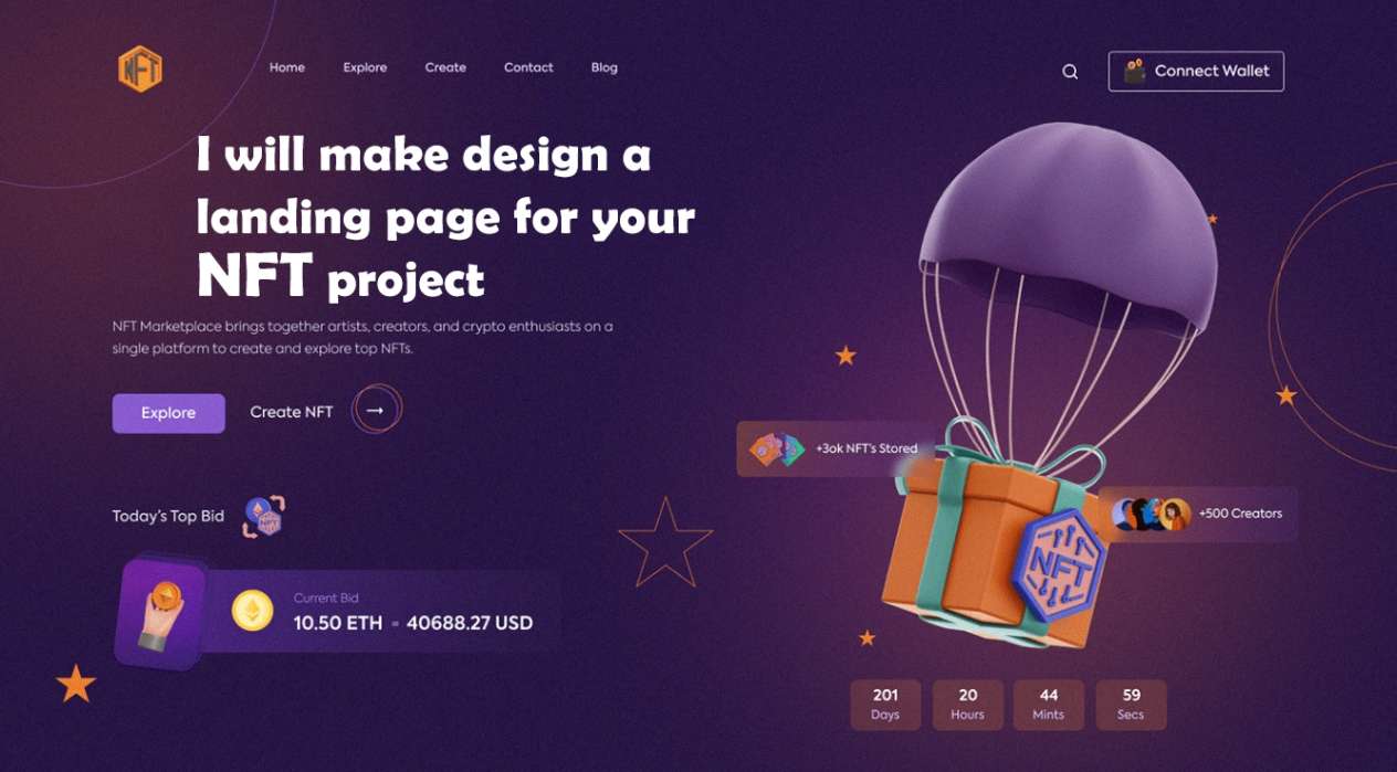 I will make design a landing page for your NFT project