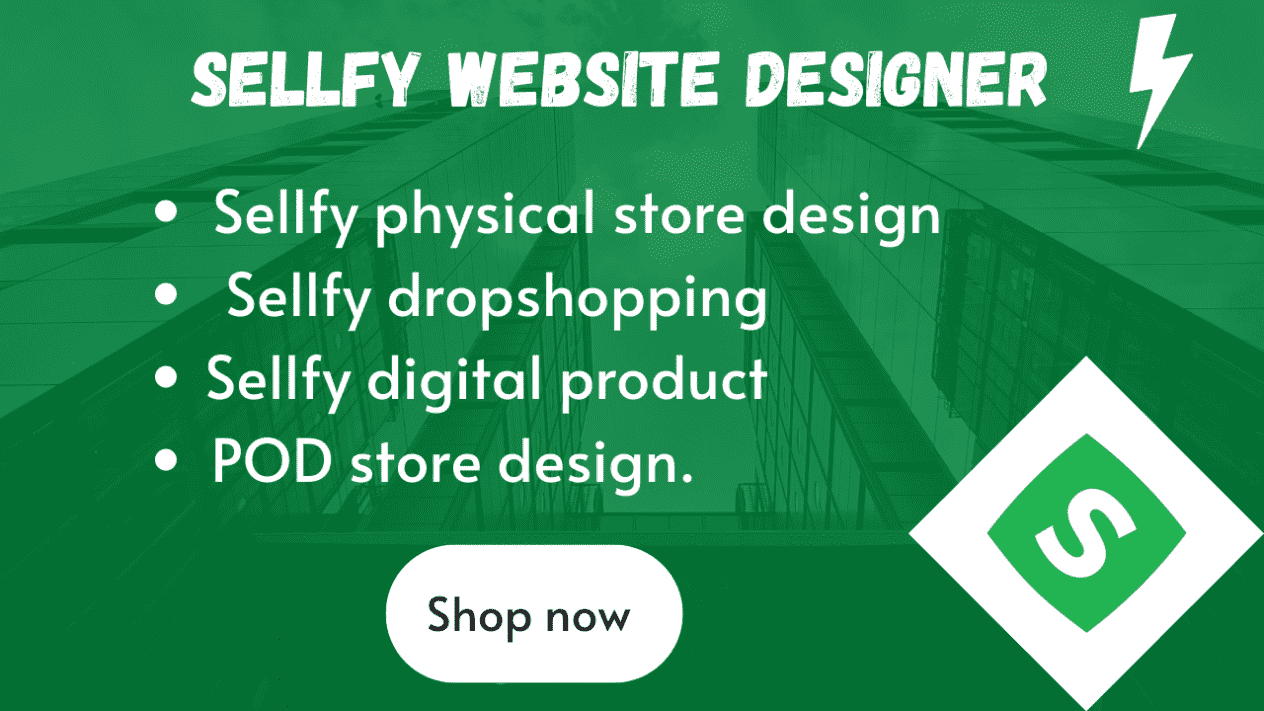 I will do sellfy shopify website design with dropshipping physical store pod store