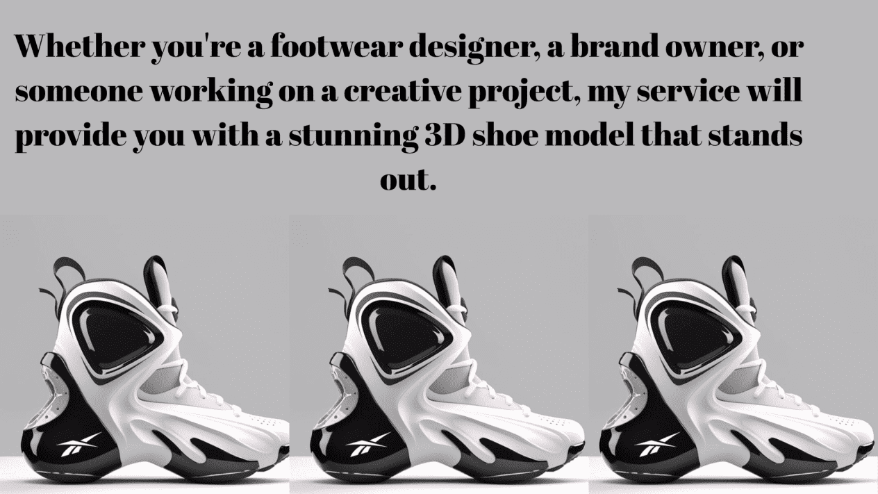 I will do 3d shoe modelling 3d shoe animation 3d shoe rendering footwear shoe design