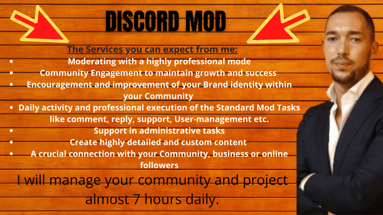 I will be your discord community manager, discord mod