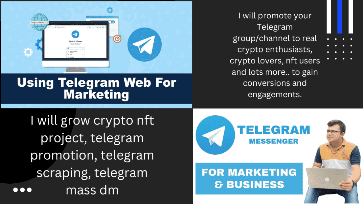 I will grow crypto nft project, telegram promotion, telegram scraping, telegram mass dm
