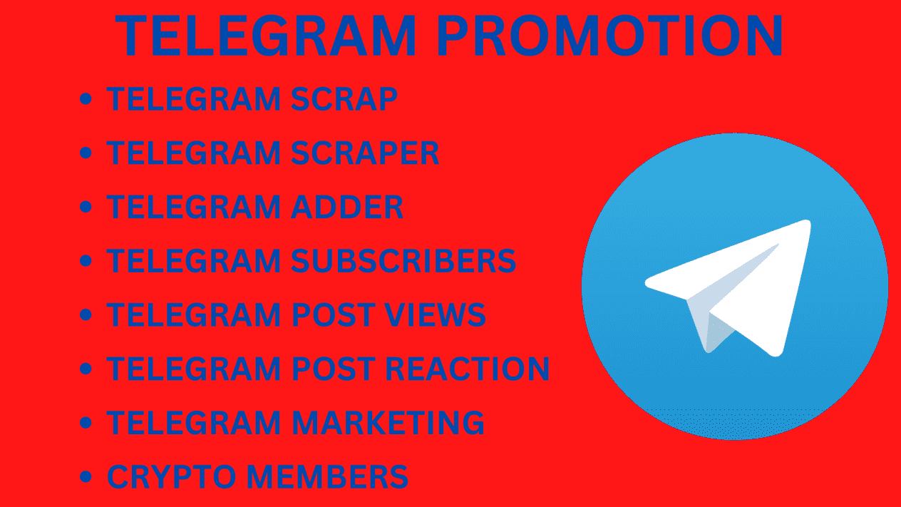 I will do telegram scrap, telegram scraper, telegram adder, crypto promotion, telegram subscribers