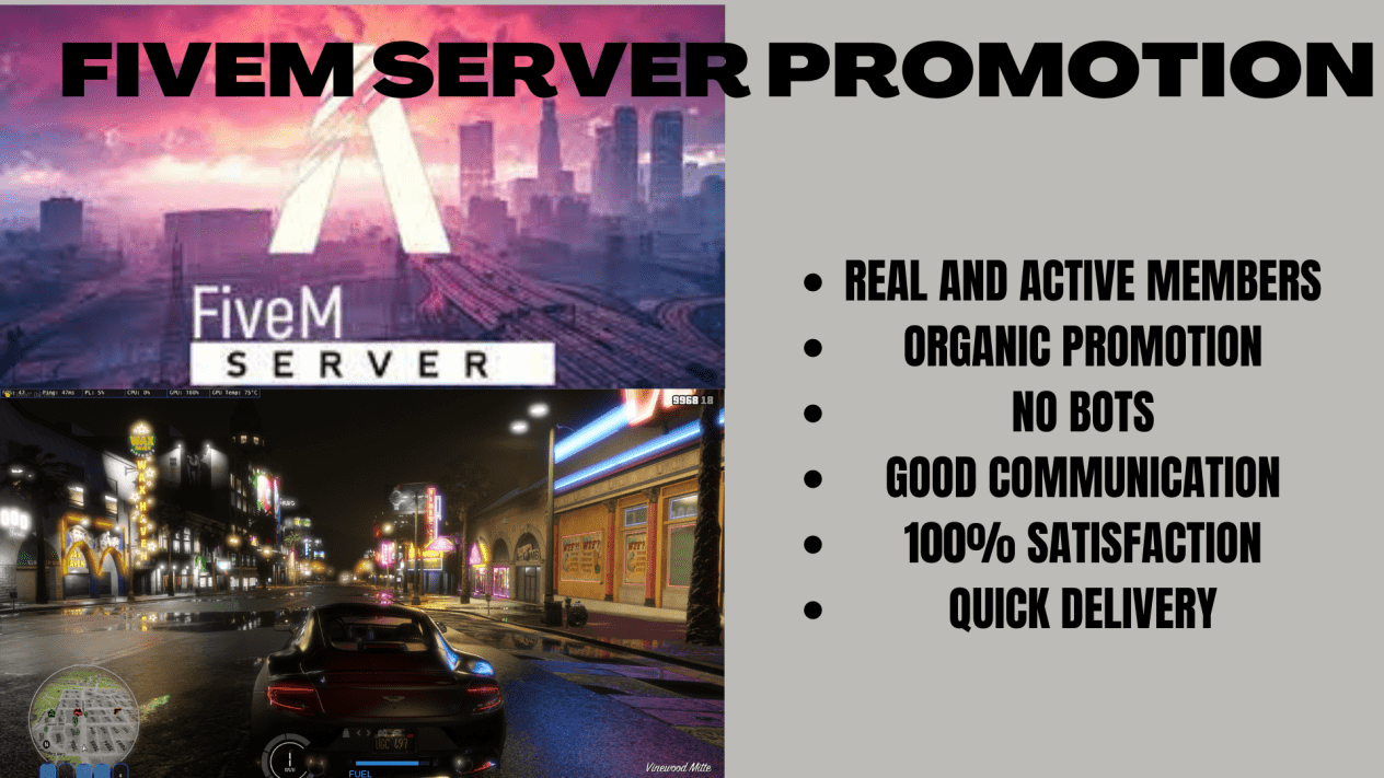 I will promote fivem server, fivem server promotion