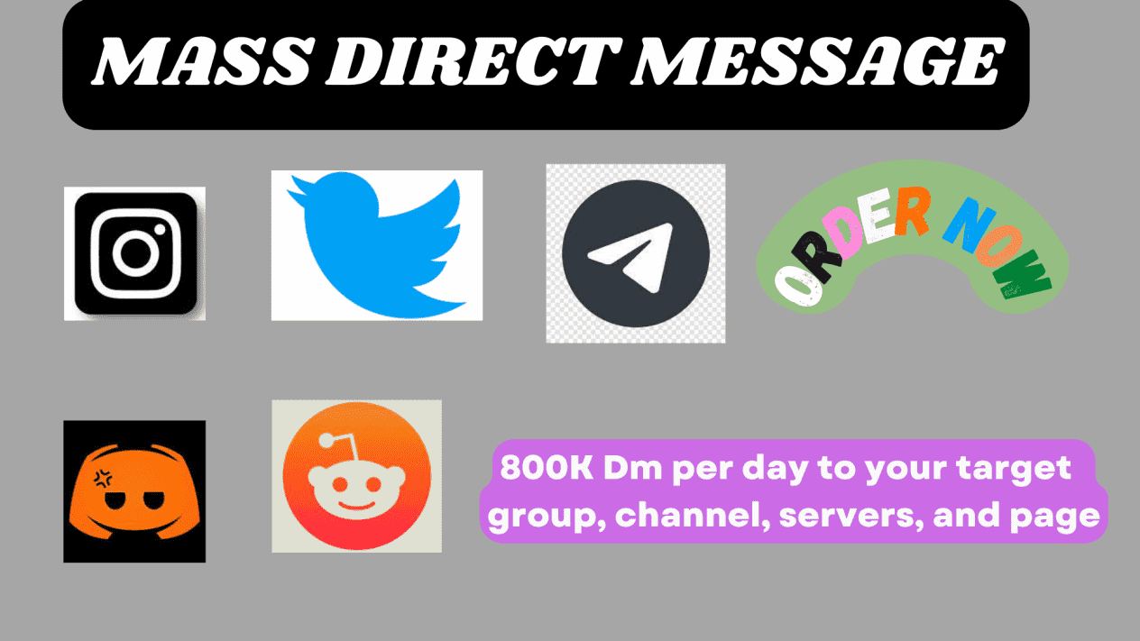 I will send telegram mass dm, discord mass dm