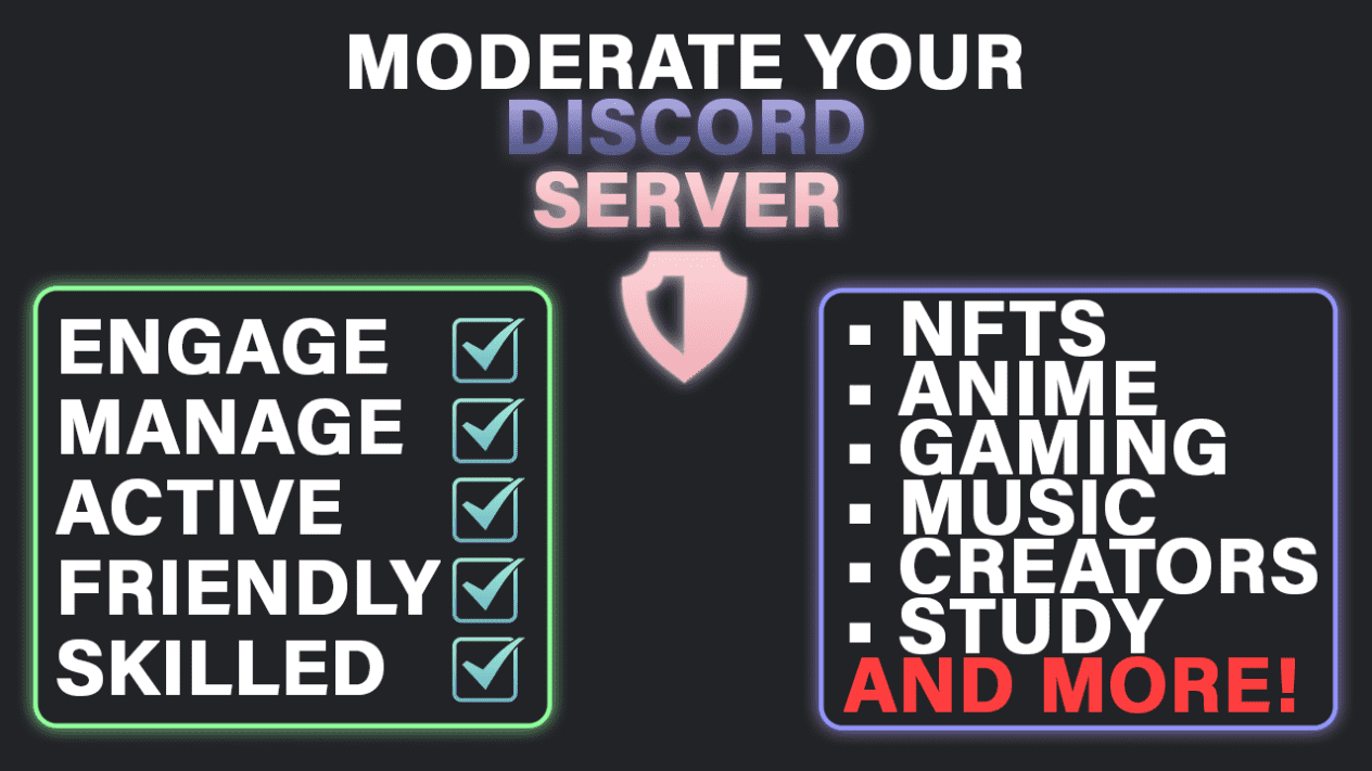I will moderate and make your server active on Discord