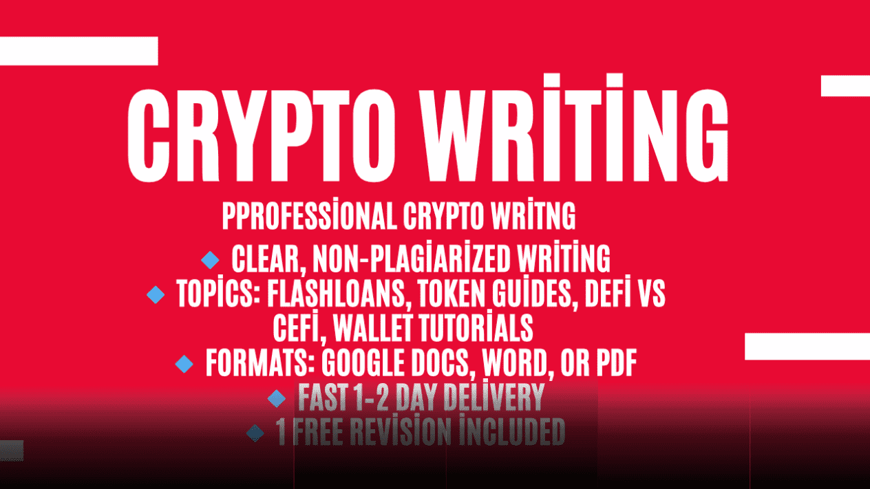 I will write clear and original crypto blogs, tutorials, and documentation