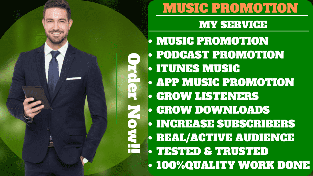i will do organic spotify promotion, apple music promotion, podcast promotion, tidal music promotion,