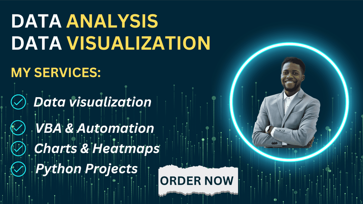 I will data visualization, dashboard designing, and data cleaning in excel