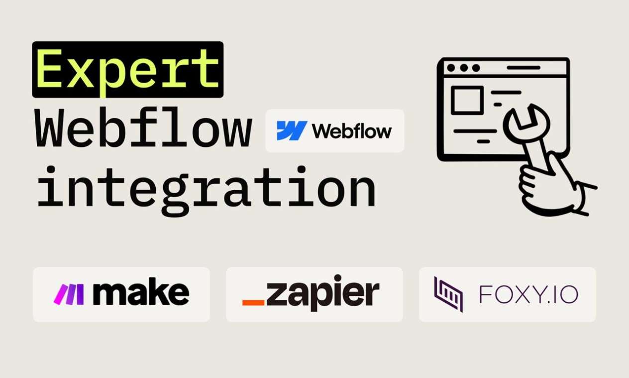 I will write/integrate/fix custom JS code/API  on Webflow website: FoxyCart, Zapier, make.com and other