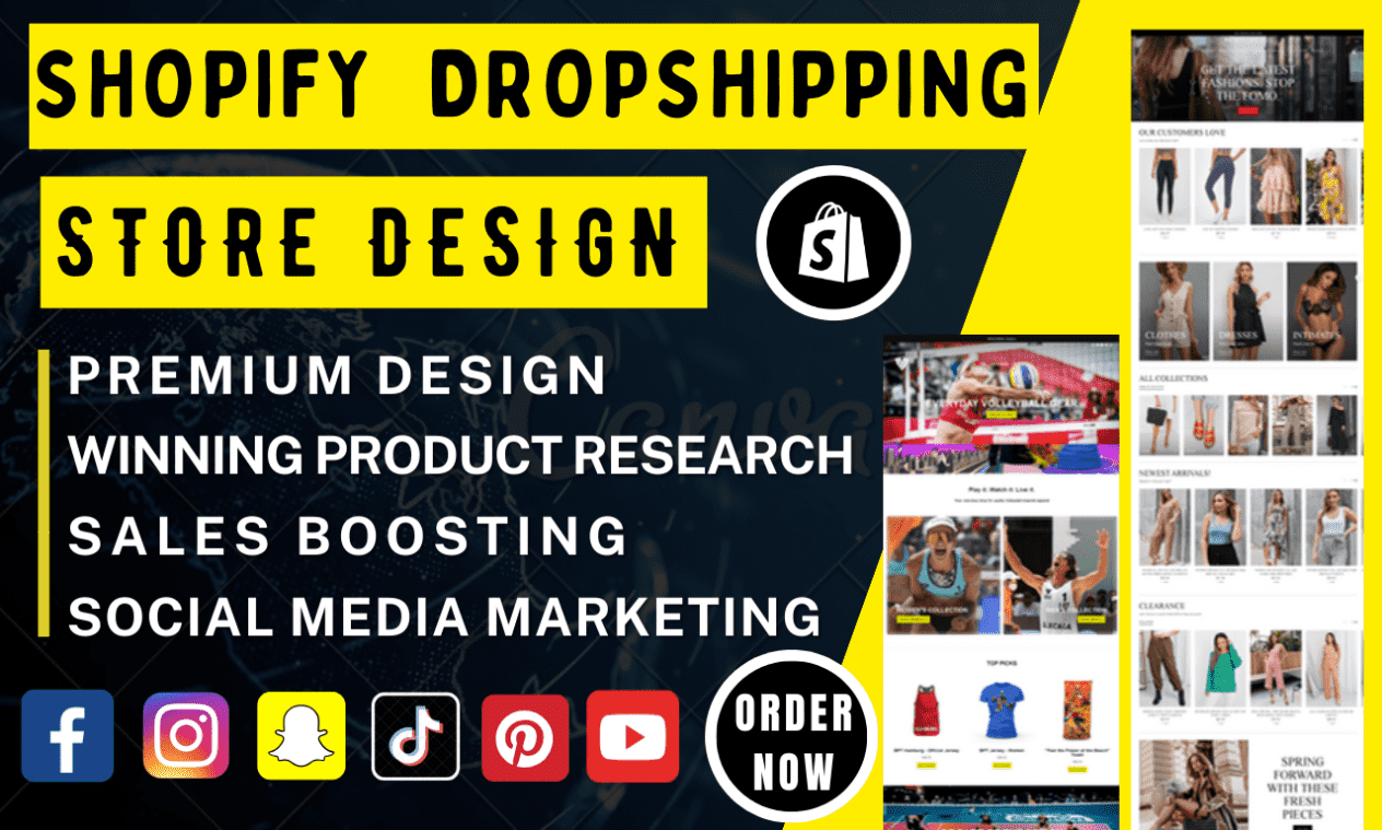 I will create shopify dropshipping store, build shopify store, shopify website design