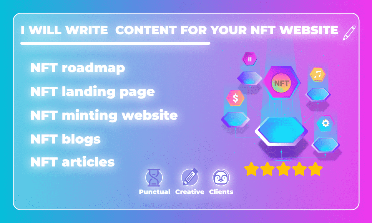 I WILL WRITE CONTENT FOR NFT WEBSITE, LANDING PAGE