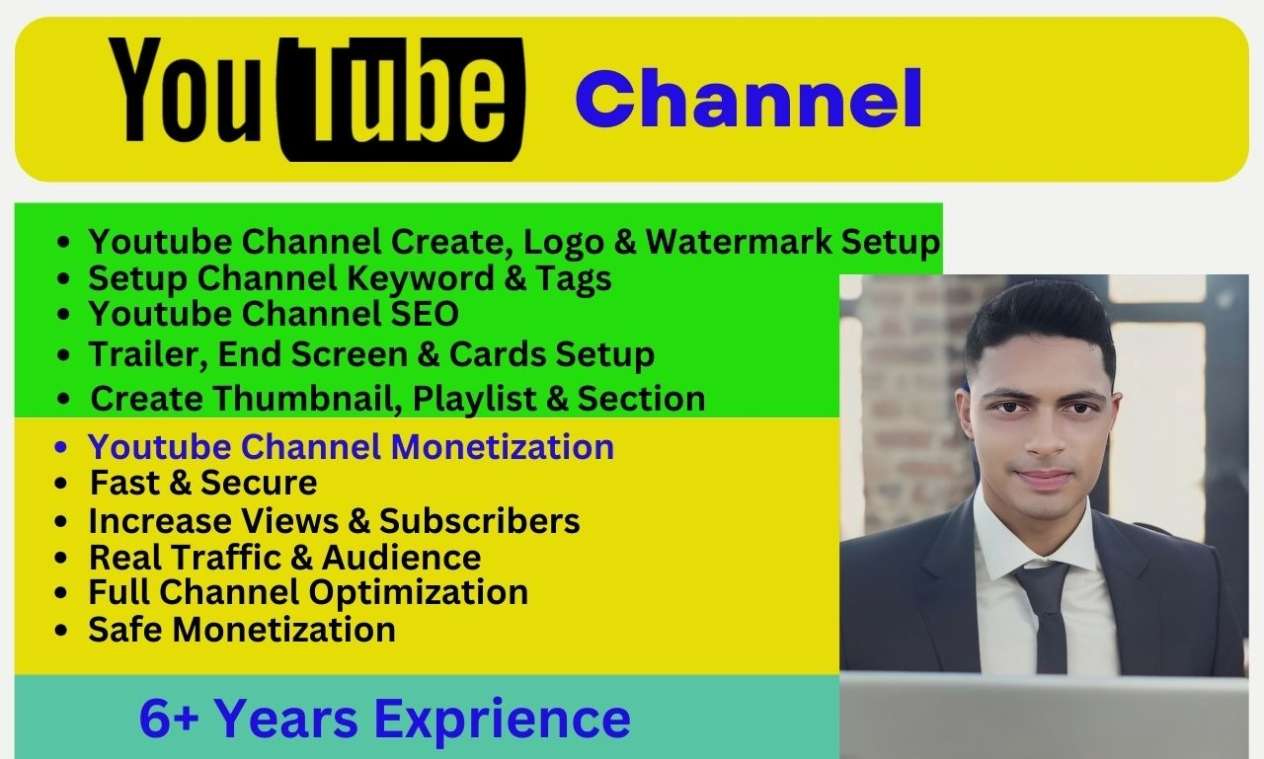 I will do Create Youtube Channel, SEO, Promotion and Monetization