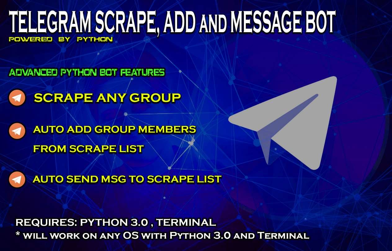 I will do telegram scraper, scrap, scraping telegram adder and telegram promotion