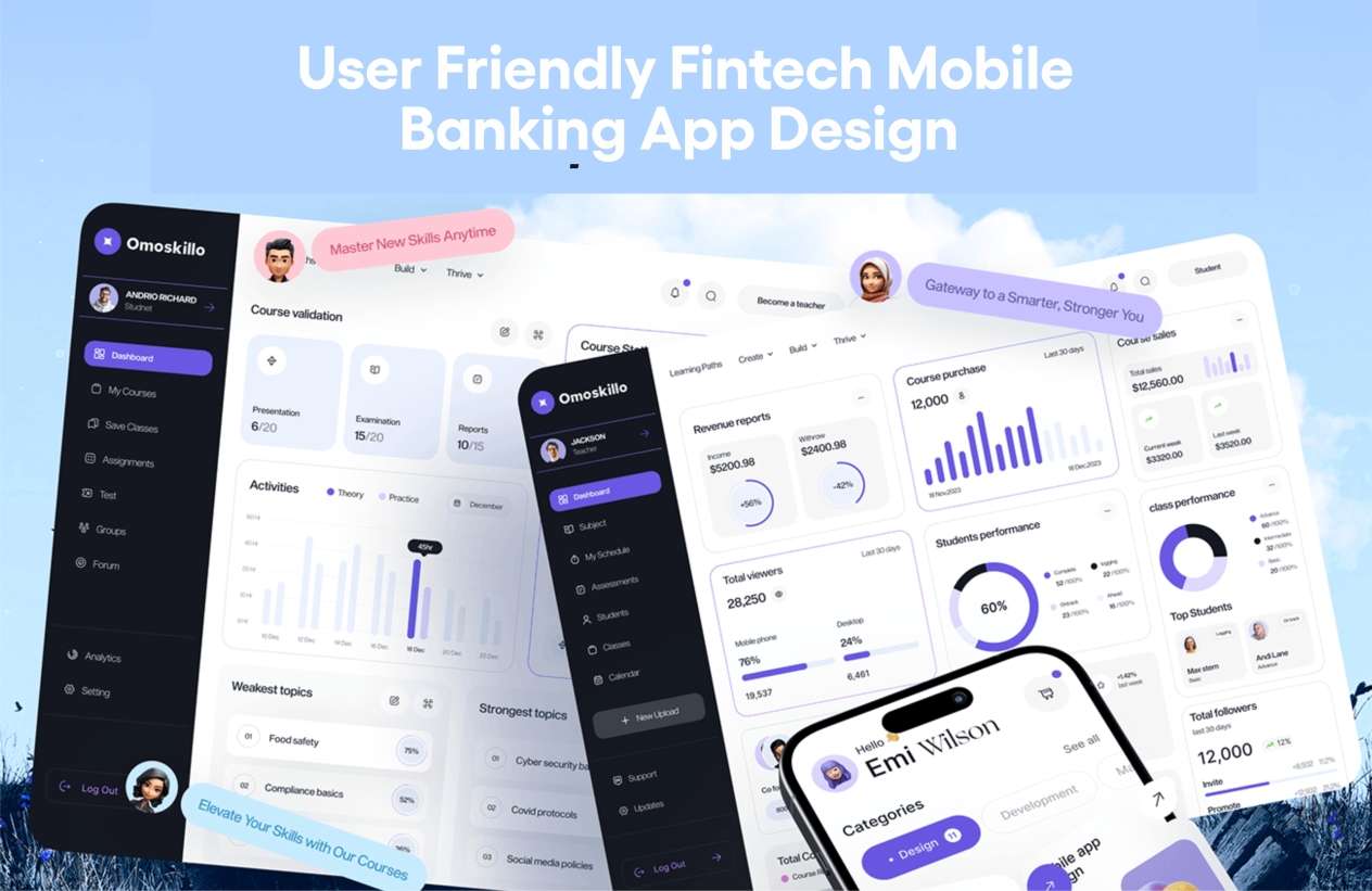 I will create a user friendly fintech mobile banking app design