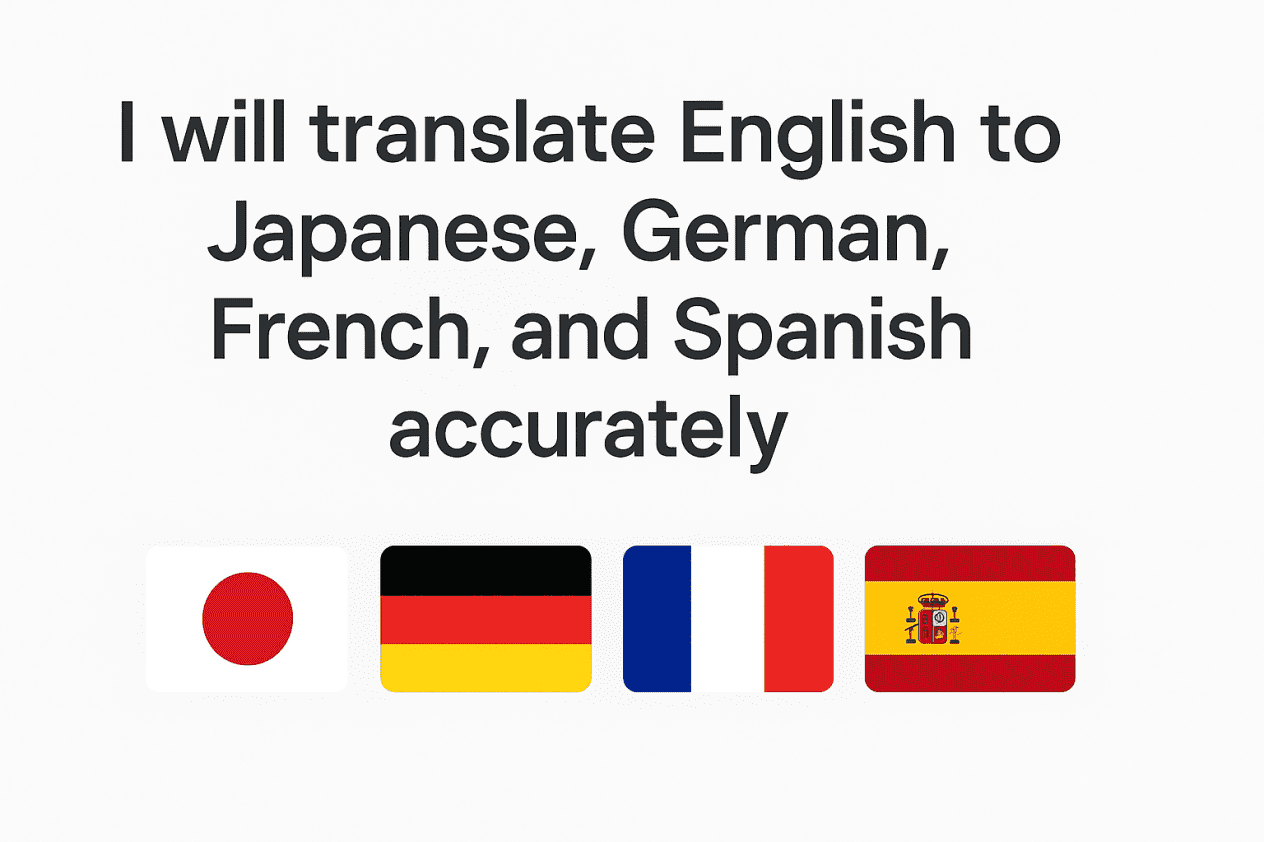 I will translate English to Japanese, German, French, and Spanish accurately