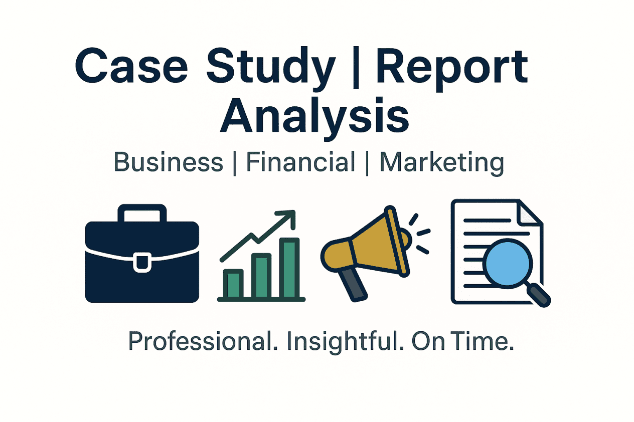 I will create a case study, report, or analysis for business, financial, or marketing needs