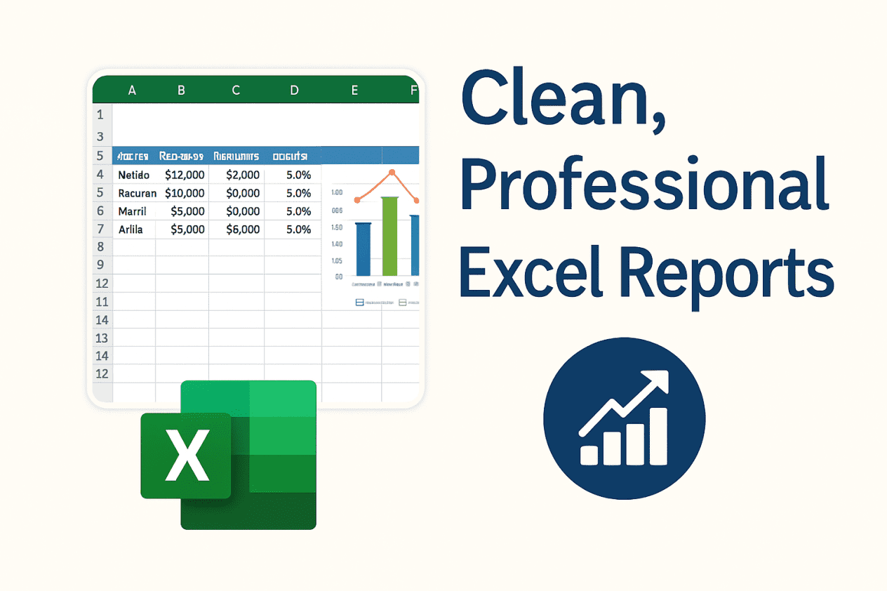 I will create professional Excel reports with formulas and charts