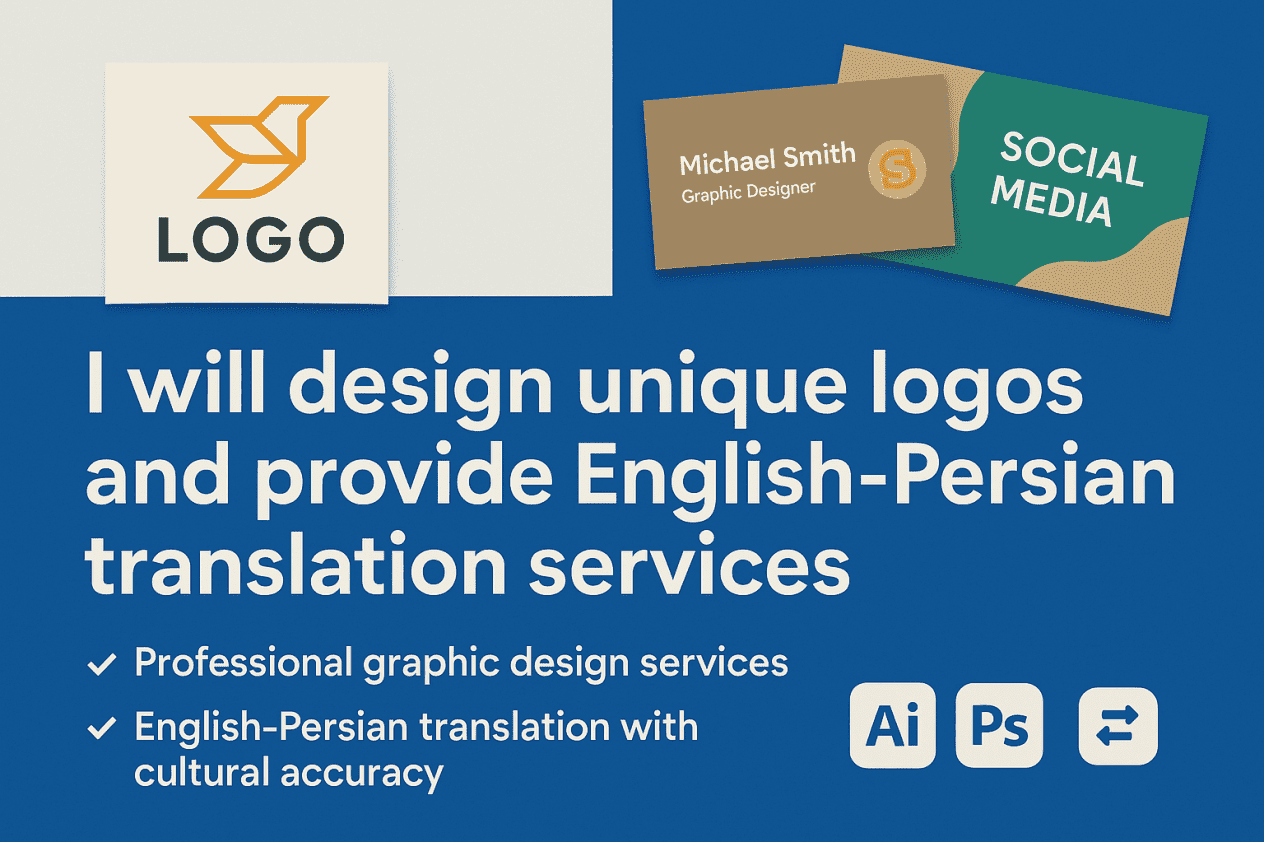 I will design unique logos and provide English-other languages translation services