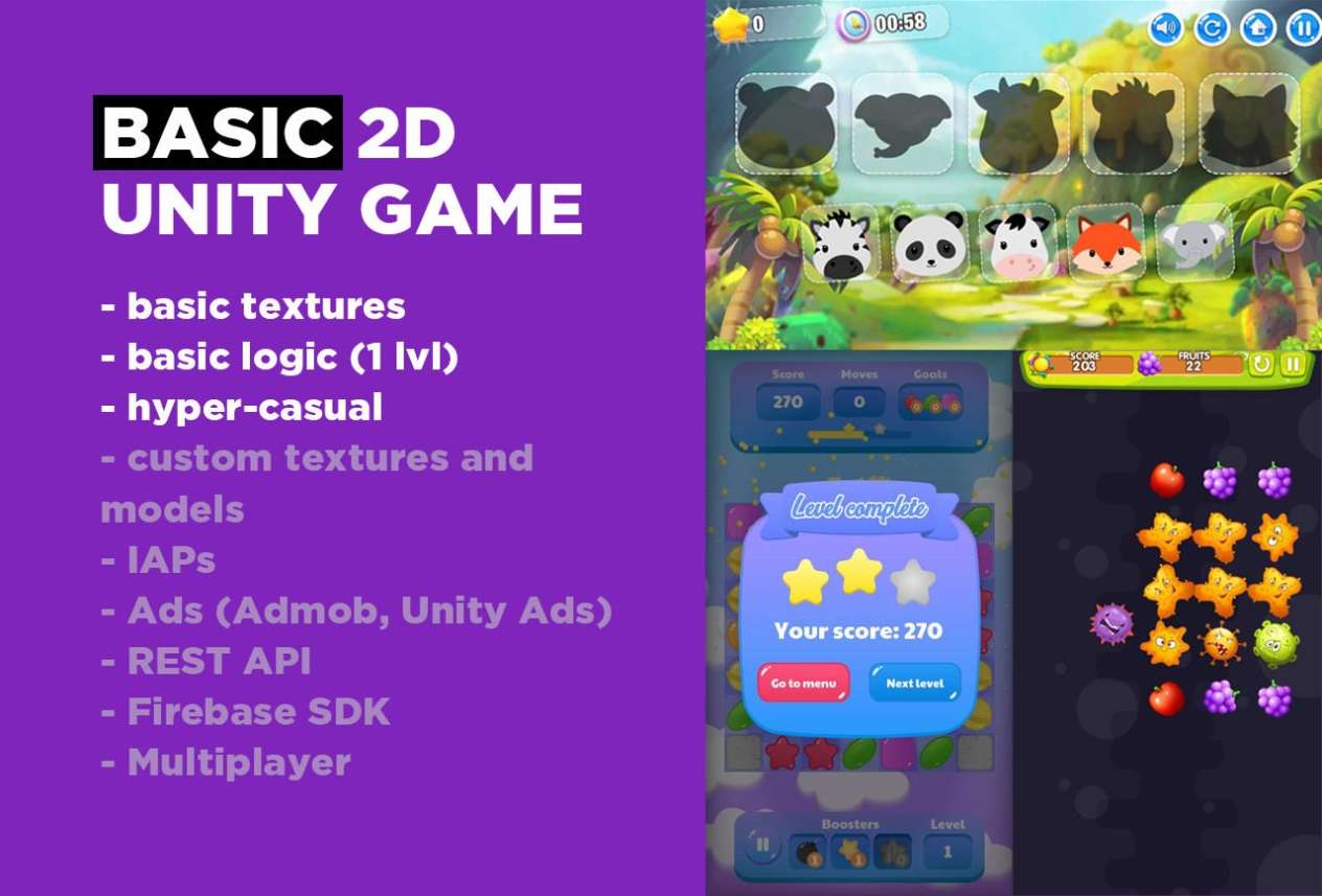 I will create unity 2d, 3d game with iap, ads and publishing