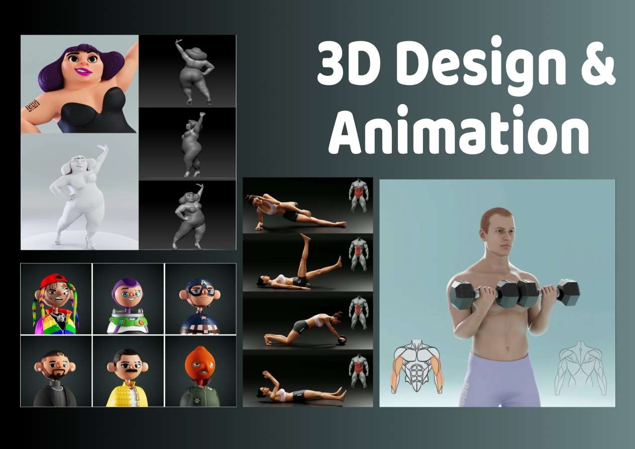I will provide a 3D animation on your character and also I provide character design(2D-3D)
