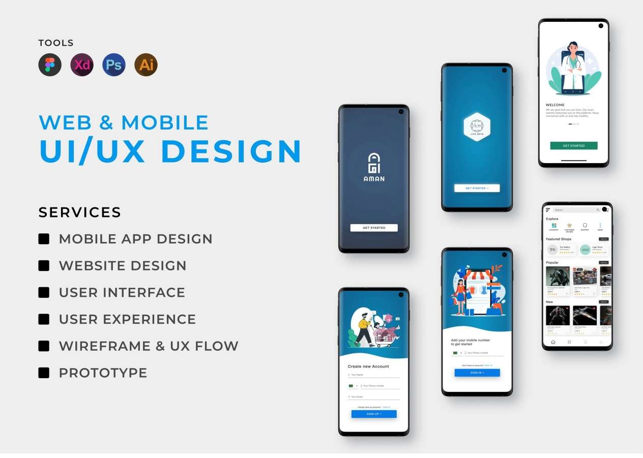 i will do attractive mobile UI UX design or app UI UX design