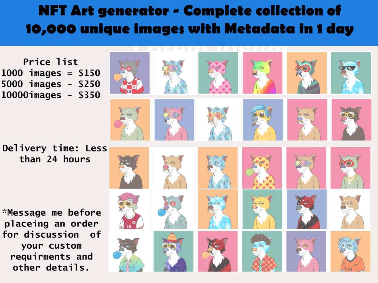 Generate 10K images for NFTs using your ART layers in 1 day