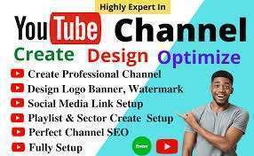 youtube channel create and setup with logo, banner full creation also video SEO
