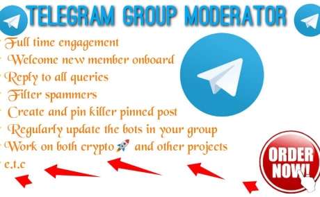 I will be your Telegram Moderator or Admin